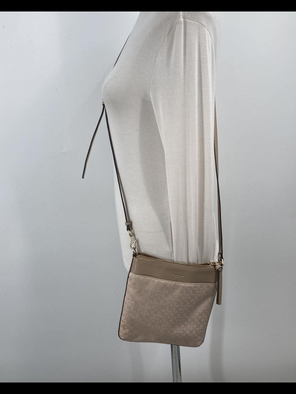 Coach Beige/Tan Signature Crossbody Bag